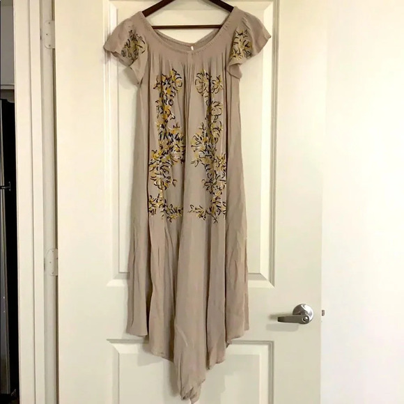 Free People Strapless Flowy Jumpsuit Boho Embroidery Prairie Dress Romper Flower - Picture 3 of 10